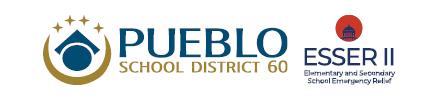 Pueblo District 60 logo and ESSER II logo.