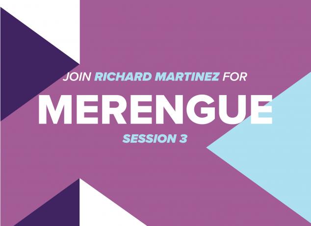 Merengue dance class title card session 3.